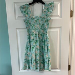 Hill House floral Sundress with Flutter Sleeves and Smocked Bodice sz small